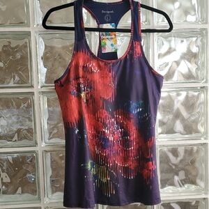 Desigual Multicolor Floral Racerback Tank Top